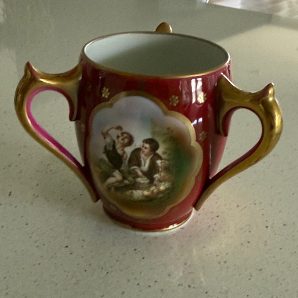 Vintage Royal Vienna Style Hand Painted 3 handled cup